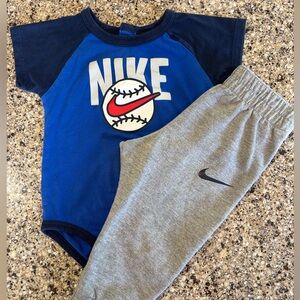 Blue and Gray 12 Month Nike Baseball Set